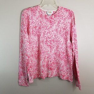 Talbots Pink and White Women's Cardigan